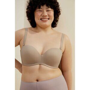 Neiwai 34B Essential Support Bandeau Bra Pebble Wireless Convertible Strapless